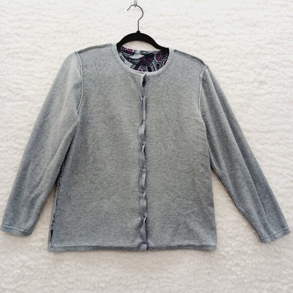 Sweater Button-Up Cardigan Size LP Paisley Whimsycore Witchy Academia Indie Boho - Picture 10 of 13